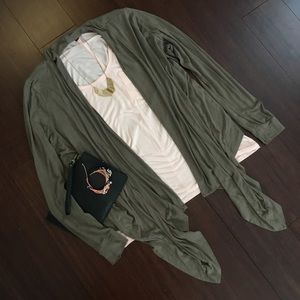 Olive Green Banana Republic Asymmetrical Cardigan